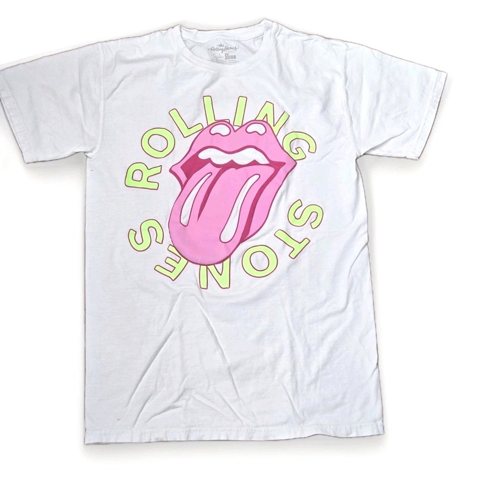 The Rolling Stones T Shirt Women's Neon Pink And Green Size L